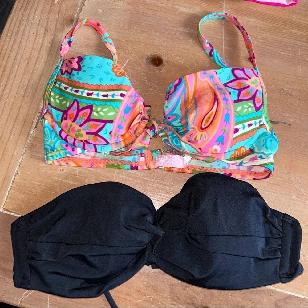 Victoria's Secret Multicolor and Black Bikini Tops Set of 2